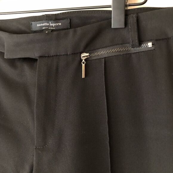 NANETTE Lepore Black Front Seam Zipper Ankle Pants Size 6 - Picture 5 of 8